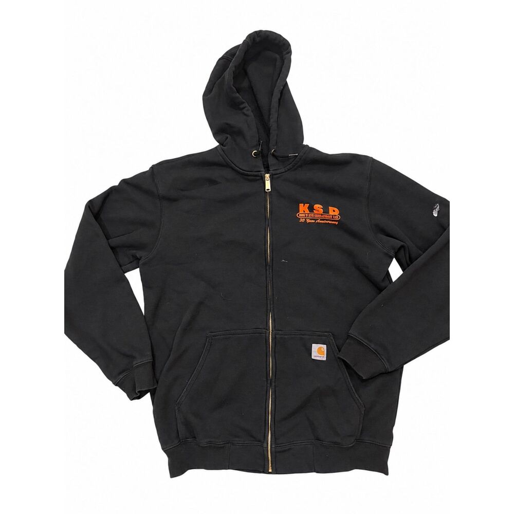 Carhartt Men's K122 Black Full Zip Hoodie Medium KSD Graphic Workwear